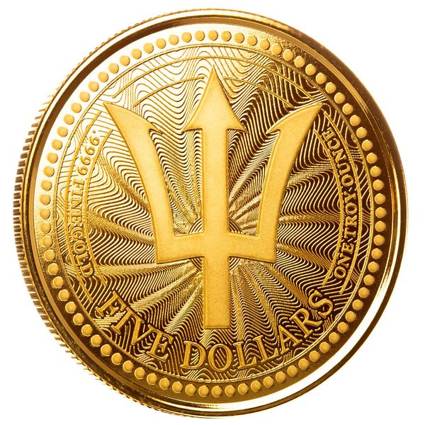 2023 Barbados Trident 1 Troy Oz 9999 Gold Proof Like Coin Scottsdale Mint 03
