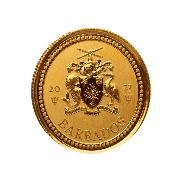 2023 Barbados Trident Tenth Troy Oz 9999 Gold Proof Like Coin Scottsdale Mint 01