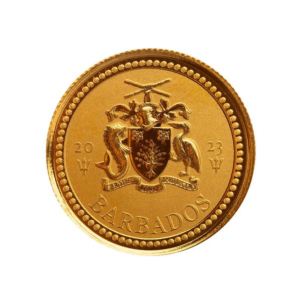 2023 Barbados Trident Tenth Troy Oz 9999 Gold Proof Like Coin Scottsdale Mint 02