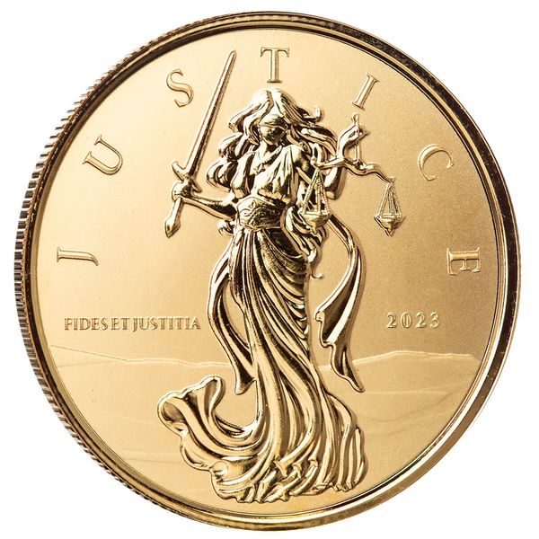 2023 Gibraltar Lady Justice 1 Oz 9999 Gold Proof Scottsdale Mint 03