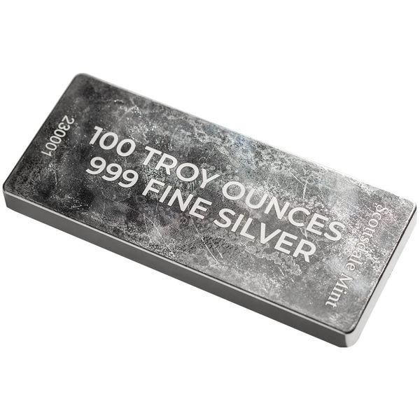2023 Scottsdale Mint White Maned Lion 100 Troy Oz 999 Fine Silver Cast Bar 02