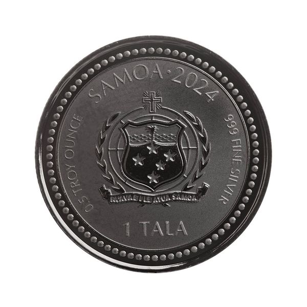 2024 Samoa Lunar Year Of The Dragon Half Troy Oz 999 Silver Coin With Black Rhodium Plating Scottsdale Mint 03