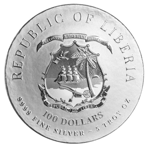 2024 Liberia Commander Series Napoleon Bonaparte 5 Troy oz 9999 Silver Proof Like Coin Scottsdale Mint 08