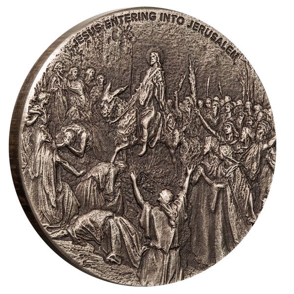 2023 Scottsdale Mint Niue Biblical Series 50 Jesus Entering Into Jerusalem 2 Troy Oz 999 Fine Silver Coin 03