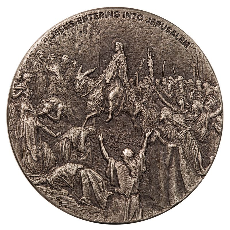2023 Scottsdale Mint Niue Biblical Series 50 Jesus Entering Into Jerusalem 2 Troy Oz 999 Fine Silver Coin 04
