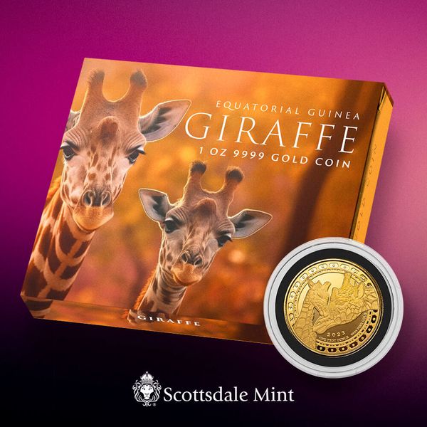 2023 Scottsdale Mint Equatorial Guinea Giraffe 1 Troy Oz 9999 Fine Gold Coin 02