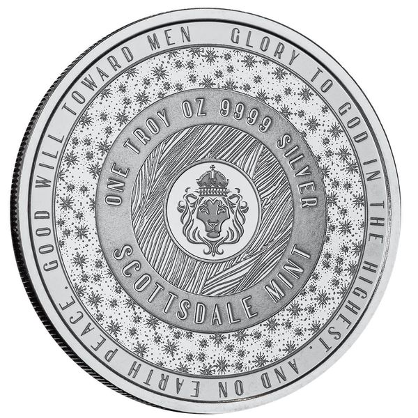 Christmas Bethlehem Nativity 1 Troy Oz 9999 Fine Silver Round Scottsdale Mint Holiday Coin 01