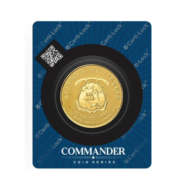 2024 Liberia Commander Series Napoleon Bonaparte 1 Troy Oz 9999 Fine Gold Coin Scottsdale Mint 14 Certilock
