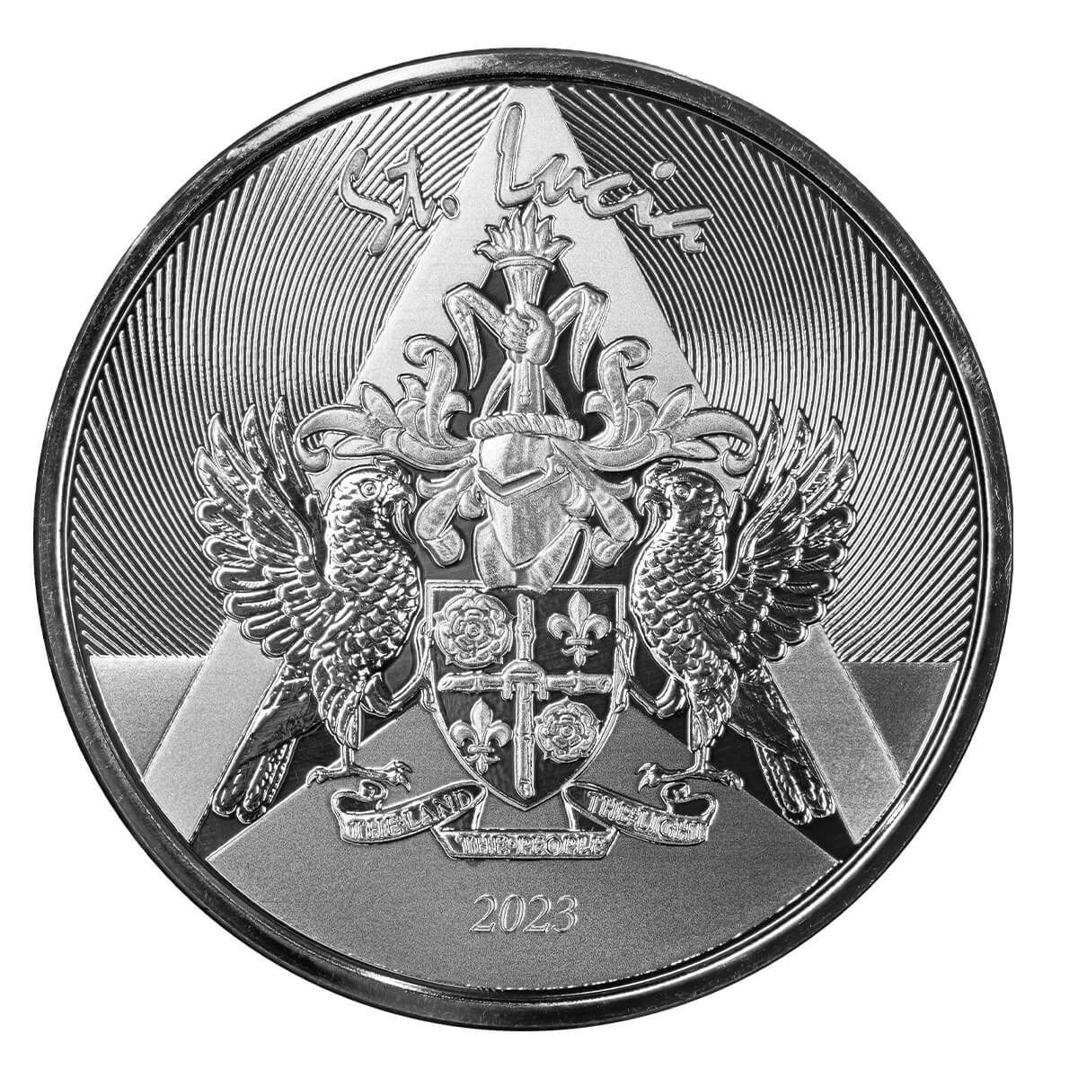 2023 Ec8 St Lucia Coat Of Arms 1 Troy Ounce 999 Fine Silver Proof Like Coin 06