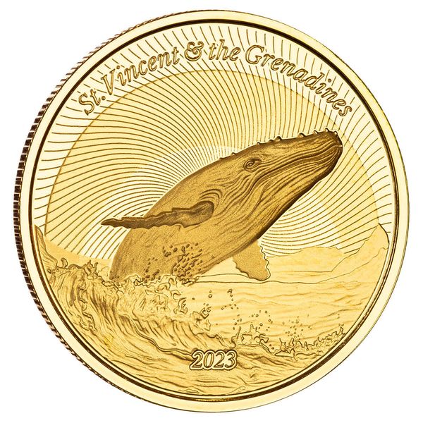 2023 Ec8 St Vincent And The Grenadines Humpback Whale 1 Troy Ounce 9999 Fine Gold Proof Like Coin 03