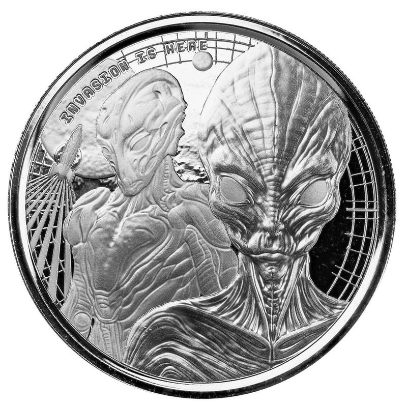 2023 Ghana Alien 1 Troy Ounce 999 Fine Silver Proof Like Coin Scottsdale Mint 2