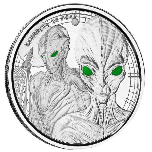 2023 Scottsdale Mint Ghana Alien Invasion Is Here One Troy Ounce 999 Fine Silver Proof Color Coin 03