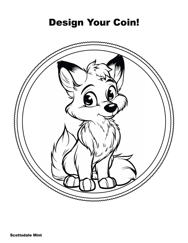 2024 Scottsdale Mint Kids Coin Design Coloring Pages for Precious Metals Gold Silver Fox 04