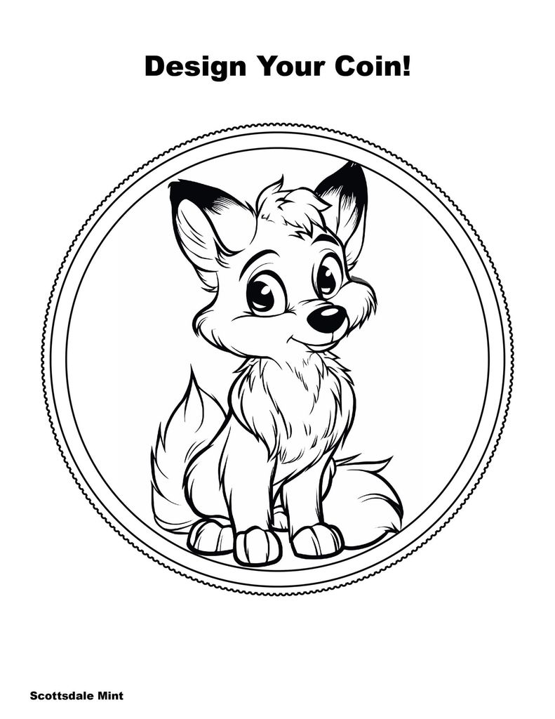 2024 Scottsdale Mint Kids Coin Design Coloring Pages for Precious Metals Gold Silver Fox 04