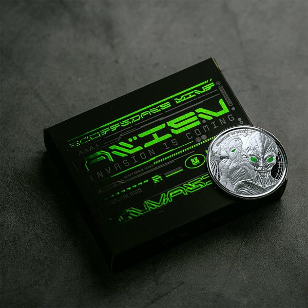2023 Ghana Alien Scottsdale Mint Silver Proof Color Coin With Box