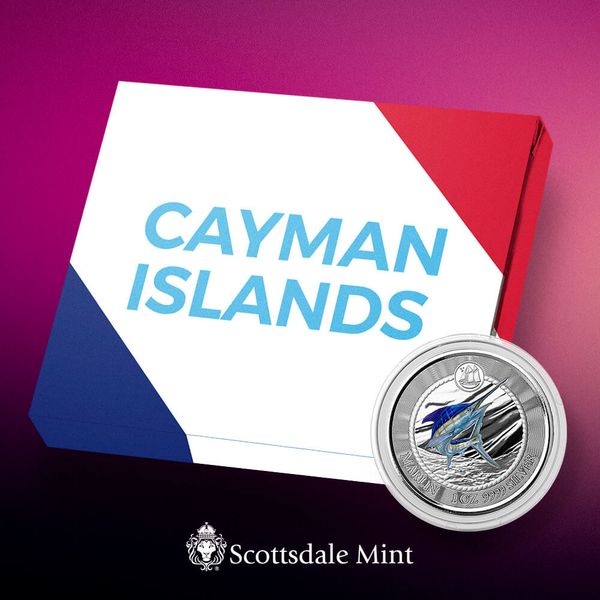 2023 Scottsdale Mint Cayman Islands Blue Marlin One Troy Ounce 9999 Fine Silver Color Proof Coin 02
