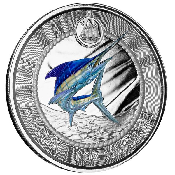 2023 Scottsdale Mint Cayman Islands Blue Marlin One Troy Ounce 9999 Fine Silver Color Proof Coin 03
