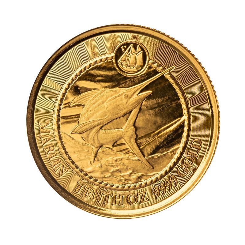 2023 Scottsdale Mint Cayman Islands Blue Marlin Tenth Troy Ounce 9999 Fine Gold Coin 02