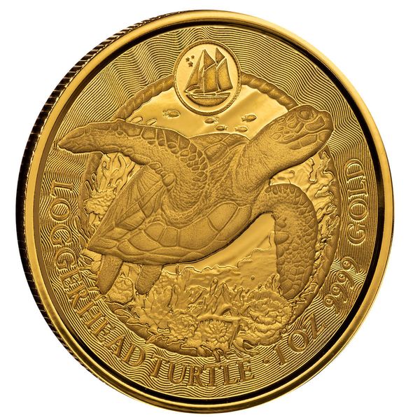 2023 Scottsdale Mint Cayman Islands Loggerhead Turtle 1 Troy Ounce 9999 Fine Gold Coin 01