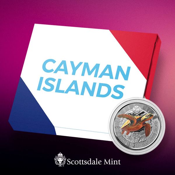 2023 Scottsdale Mint Cayman Islands Loggerhead Turtle One Troy Ounce 9999 Fine Silver Color Proof Coin 02