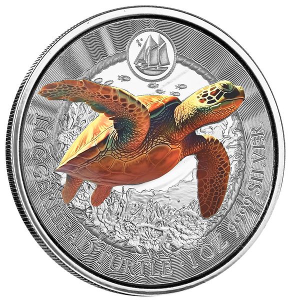 2023 Scottsdale Mint Cayman Islands Loggerhead Turtle One Troy Ounce 9999 Fine Silver Color Proof Coin 03