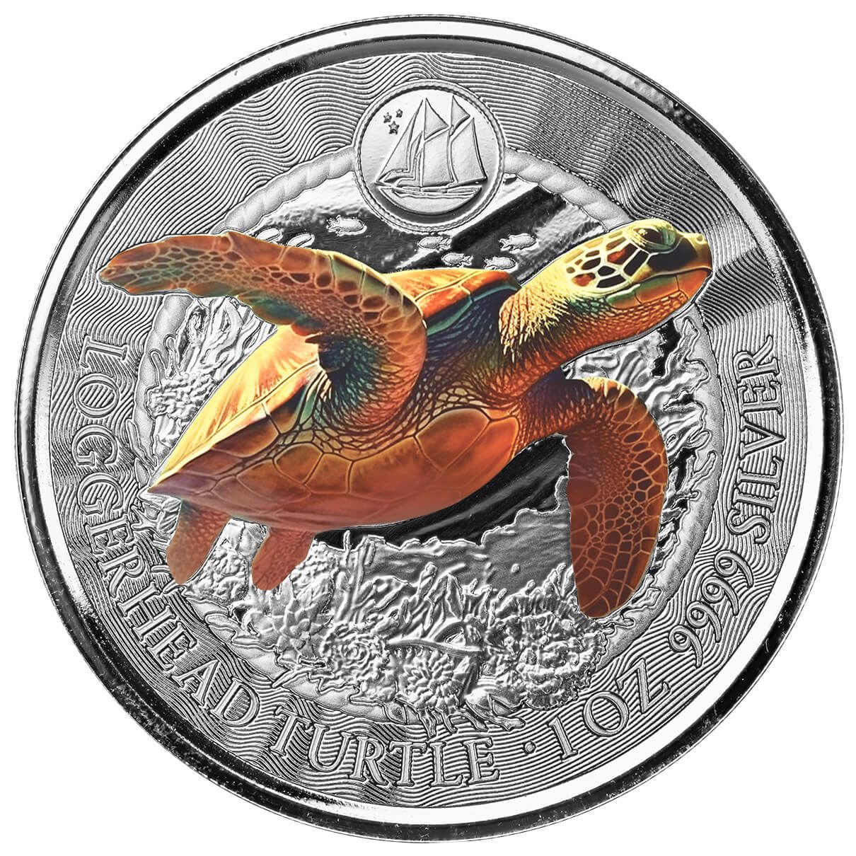 2023 Scottsdale Mint Cayman Islands Loggerhead Turtle One Troy Ounce 9999 Fine Silver Color Proof Coin 04