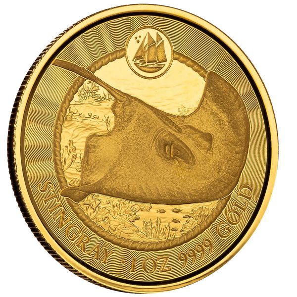 2023 Scottsdale Mint Cayman Islands Stingray One Troy Ounce 9999 Fine Gold Coin 01