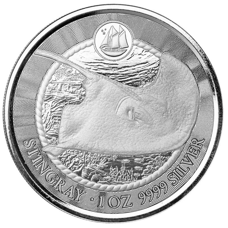 2023 Scottsdale Mint Cayman Islands Stingray One Troy Ounce 9999 Fine Silver Proof Like Coin 03