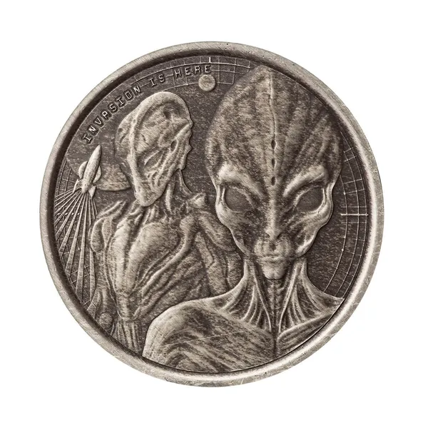 2023 Scottsdale Mint Ghana Alien Invasion Is Here Half Troy Ounce 999 Fine Silver Antique Finish Coin 04