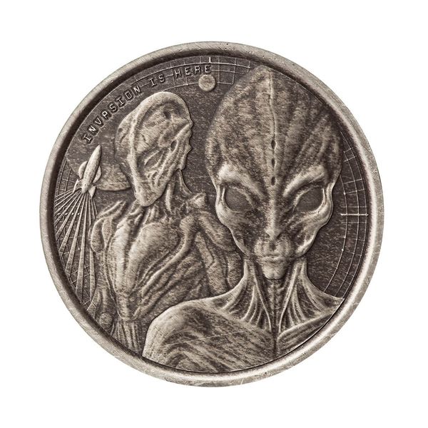 2023 Scottsdale Mint Ghana Alien Invasion Is Here Half Troy Ounce 999 Fine Silver Antique Finish Coin 04