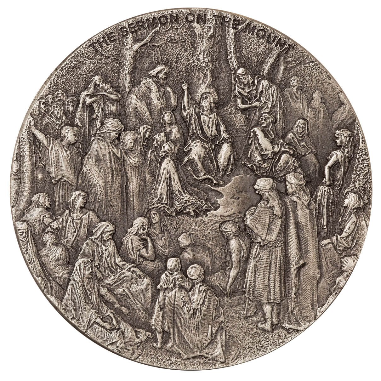 2023 Scottsdale Mint Niue Biblical Series The Sermon on the Mount 2 Troy Ounce 999 Fine Silver Antiqued Coin 02