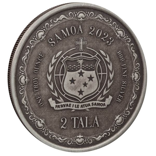 2023 Scottsdale Mint Samoa Mermaid & Daughter 1 Troy Ounce 999 Fine Silver Antique Coin 1