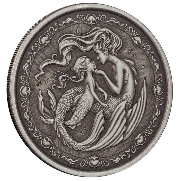 2023 Scottsdale Mint Samoa Mermaid & Daughter 1 Troy Ounce 999 Fine Silver Antique Coin 3