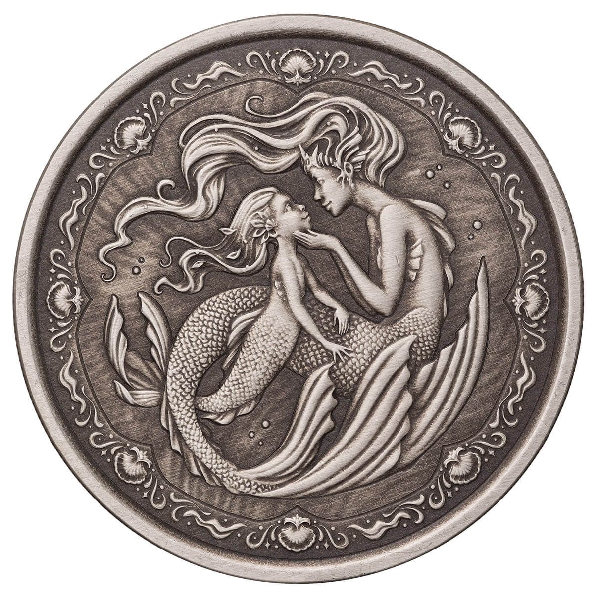 2023 Scottsdale Mint Samoa Mermaid & Daughter 1 Troy Ounce 999 Fine Silver Antique Coin 4