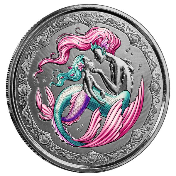 2023 Scottsdale Mint Samoa Mermaid & Daughter 1 Troy Ounce 999 Fine Silver Color Proof Coin 3