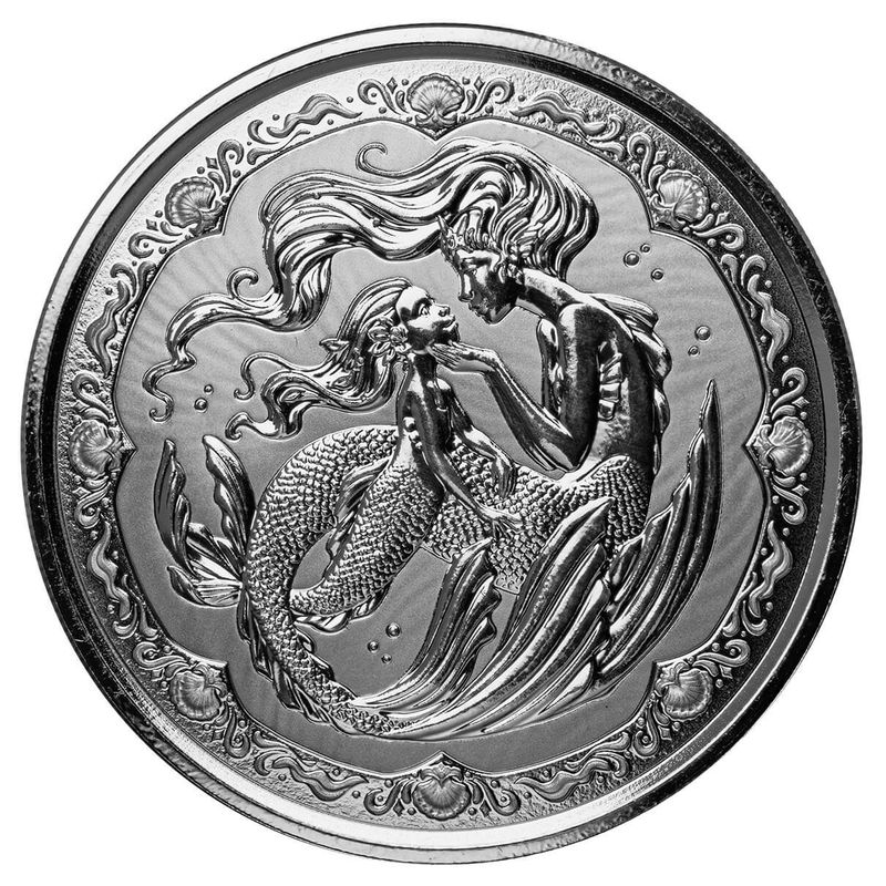 2023 Scottsdale Mint Samoa Mermaid & Daughter 1 Troy Ounce 999 Fine Silver Proof Like Coin 4