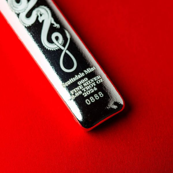2024 Scottsdale Mint 8.88 Oz Silver Lucky Dragon Bar