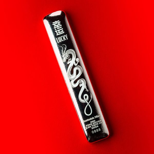 2024 Scottsdale Mint 8.88 Oz Silver Lucky Dragon Bar