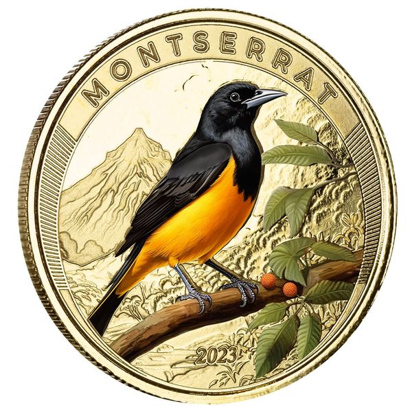 2023 Ec8 Montserrat Oriole Bird 1 Troy Ounce 9999 Fine Gold Color Proof Coin 07