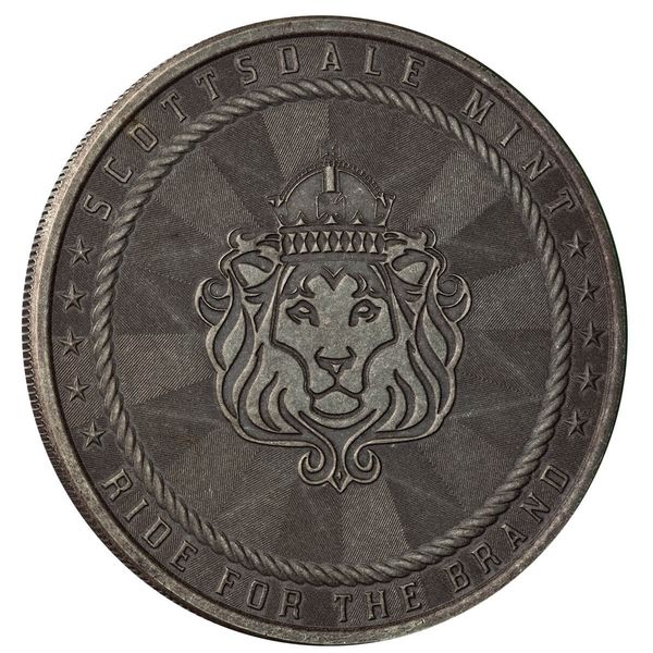 2024 Scottsdale Mint Cowboy Round With Buffalo Privy 1 Troy Ounce 9999 Fine Silver Antique Round 01