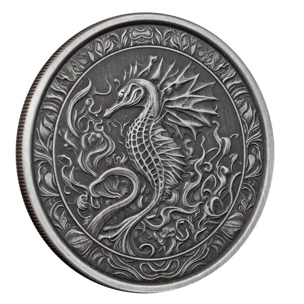 2023 Scottsdale Mint Seahorse 1 Troy Ounce 999 Fine Silver Antique Coin 03
