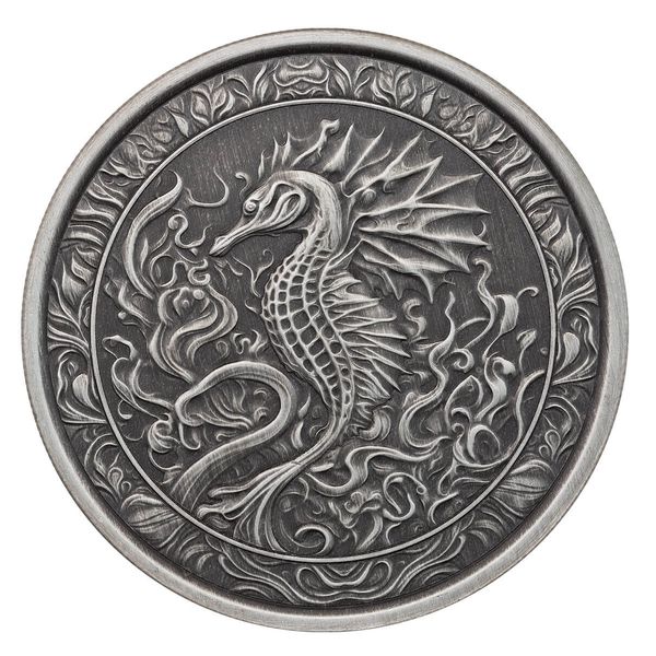 2023 Scottsdale Mint Seahorse 1 Troy Ounce 999 Fine Silver Antique Coin 04