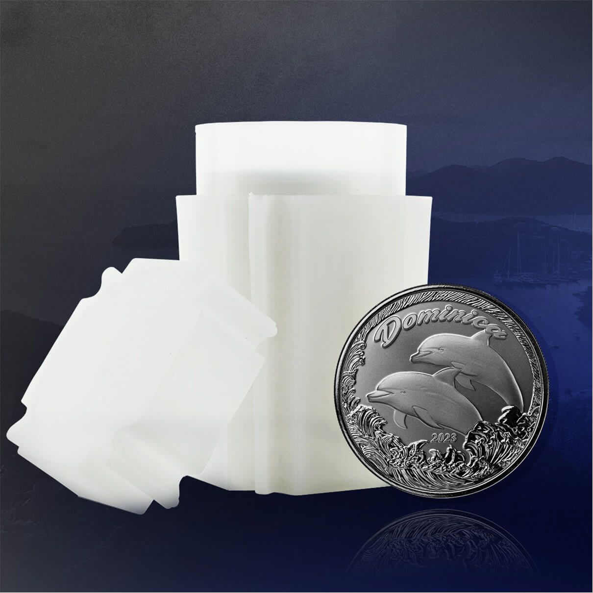 2023 Ec8 Scottsdale Mint Dominica Dolphins 1 Troy Ounce 999 Fine Silver Proof Like Coin 04