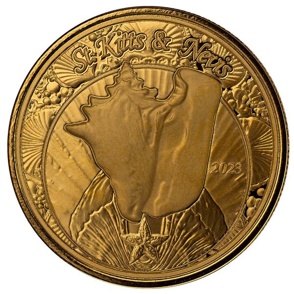 2023 Ec8 Scottsdale Mint St Kitts And Nevis Conch Shell 1 Troy Ounce 9999 Fine Gold Proof Like Coin 03