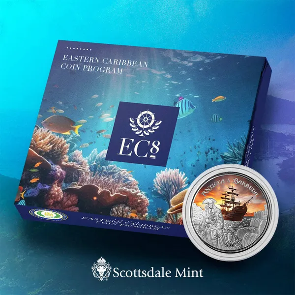 2023 Scottsdale Mint Ec8 Antigua & Barbuda Rumrunner Pirate 1 Troy Ounce 999 Fine Silver Color Proof Coin 08