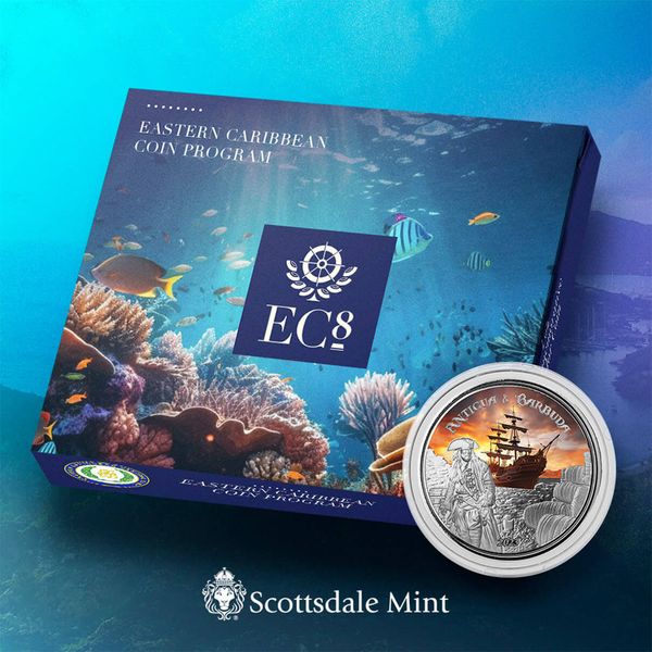2023 Scottsdale Mint Ec8 Antigua & Barbuda Rumrunner Pirate 1 Troy Ounce 999 Fine Silver Color Proof Coin 08