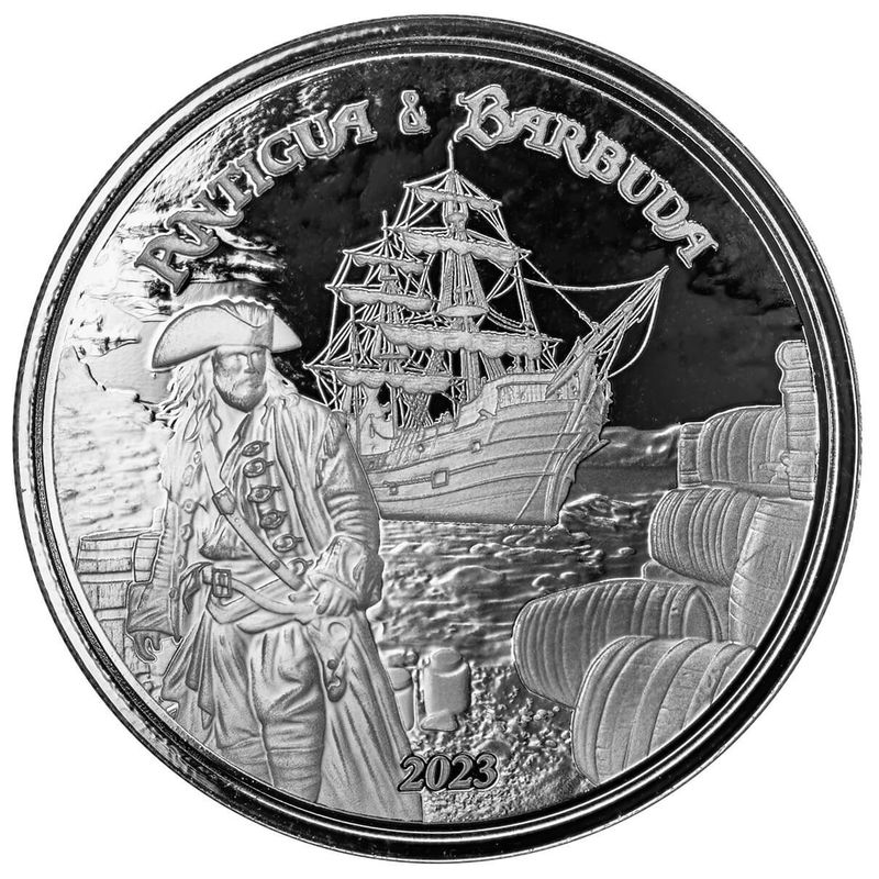 2023 Scottsdale Mint Ec8 Antigua & Barbuda Rumrunner Pirate 1 Troy Ounce 999 Fine Silver Proof Like Coin 07