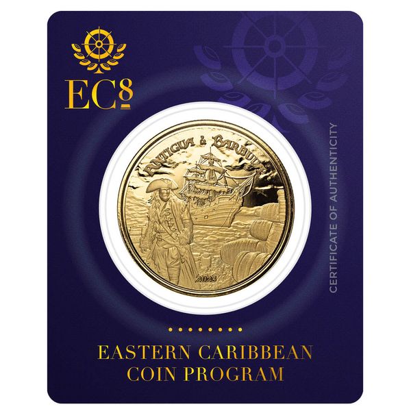 2023 Scottsdale Mint Ec8 Antigua & Barbuda Rumrunner Pirate 1 Troy Ounce 9999 Fine Gold Proof Like Coin 05