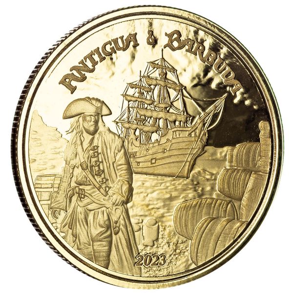 2023 Scottsdale Mint Ec8 Antigua & Barbuda Rumrunner Pirate 1 Troy Ounce 9999 Fine Gold Proof Like Coin 06