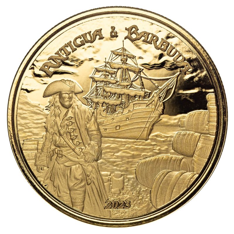 2023 Scottsdale Mint Ec8 Antigua & Barbuda Rumrunner Pirate 1 Troy Ounce 9999 Fine Gold Proof Like Coin 07